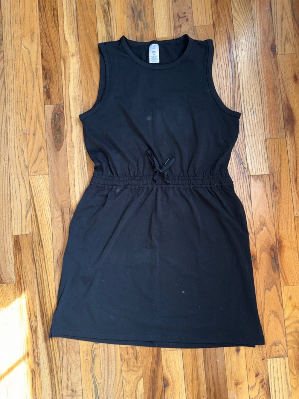 Casual Sleeveless Black Drawstring Waist Dress Size M